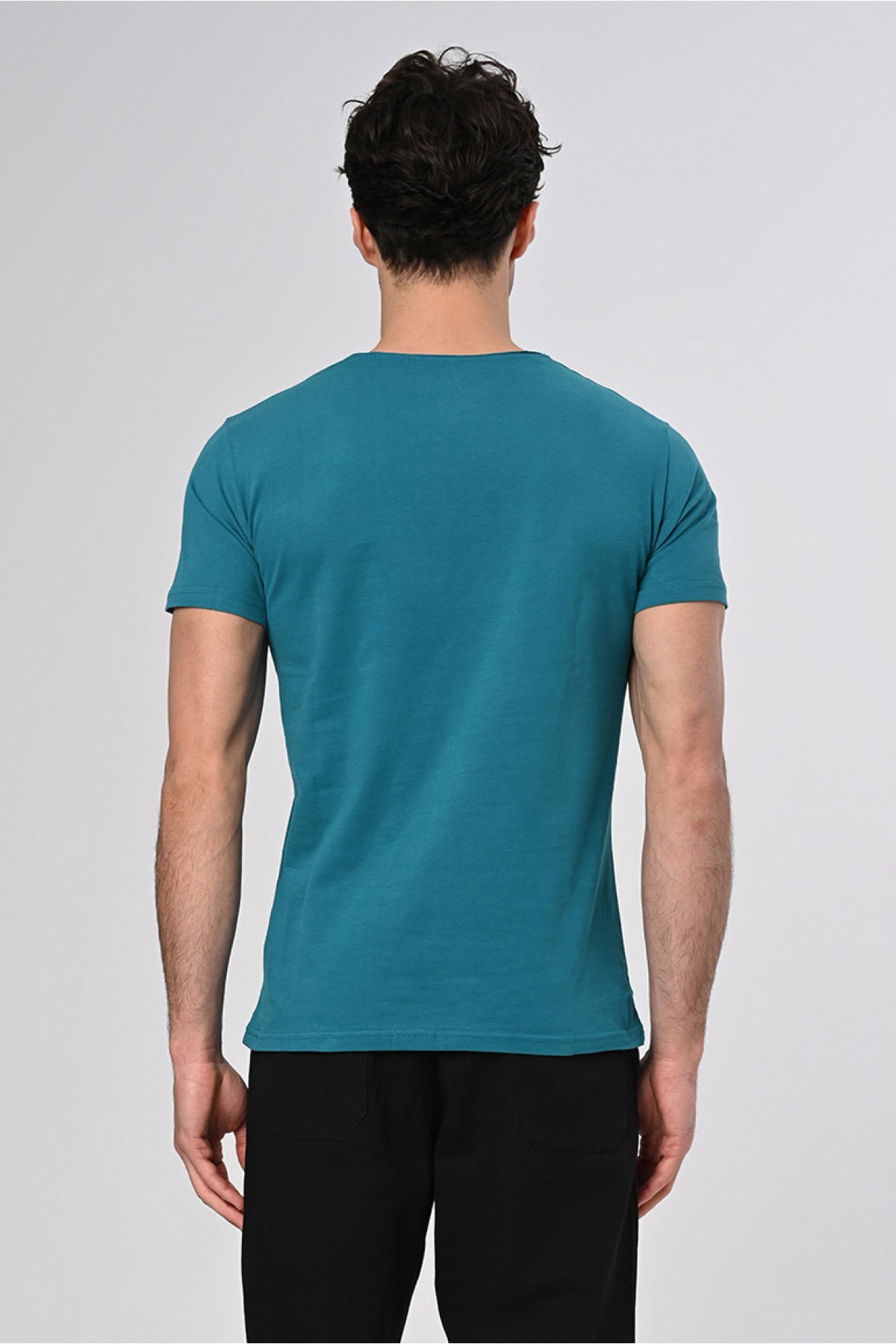 1453 Tasarım Pamuk Mavi T-shirt